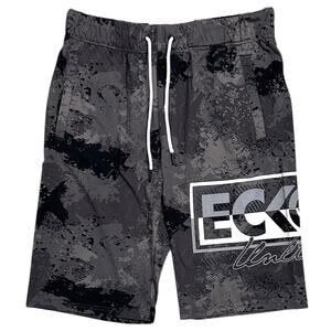 Ecko Unltd Men's Reflective Puff Print Activewear Shorts in Black Camo